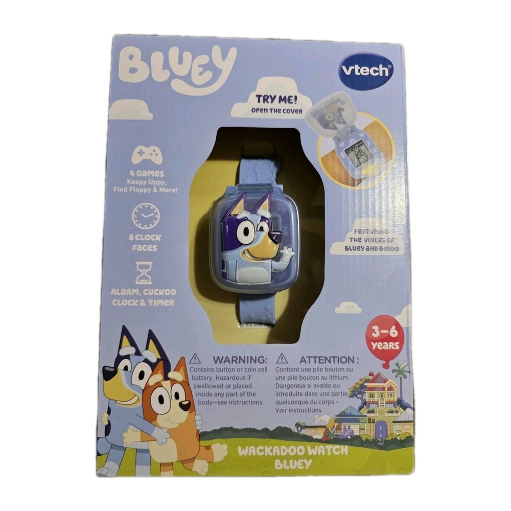 Vtech Bluey Wackadoo Watch Voices Games Watch Alarm Timer New In Box